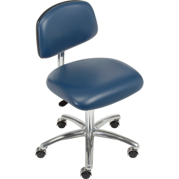 Clean Room Chair, Vinyl, Blue, 16 in - 19 in Seat Height, Armless Arms